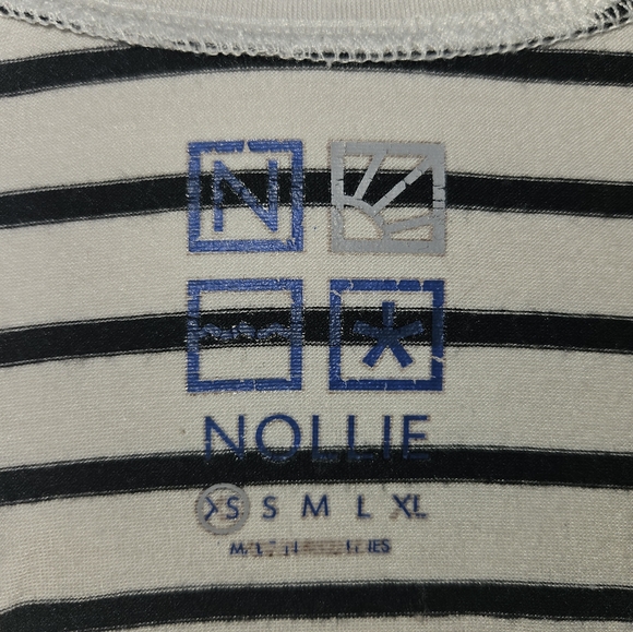 NOLLIE WOMEN'S XS WHITE W/BLACK STRIPES. EXCELLENT CONDITION. MEASUREMENTS. - Picture 7 of 12